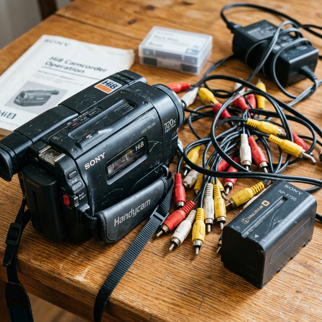 Camcorder with AV cables left