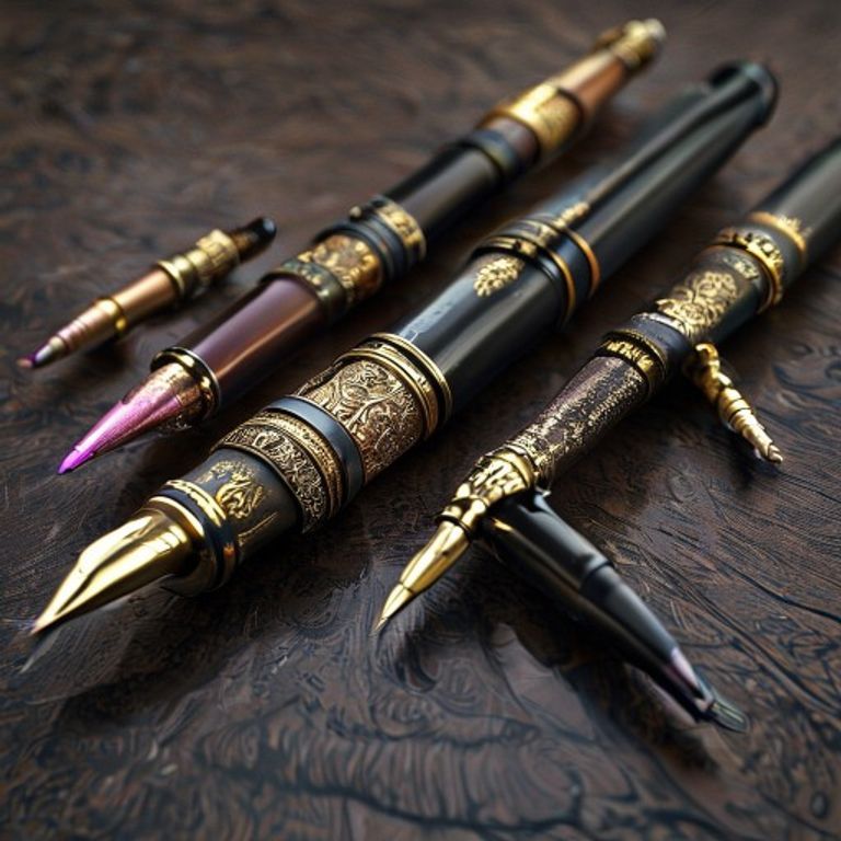 A close-up shot of a vintage Parker Duofold fountain pen, showcasing its vibrant orange celluloid barrel and intricate gold trim left