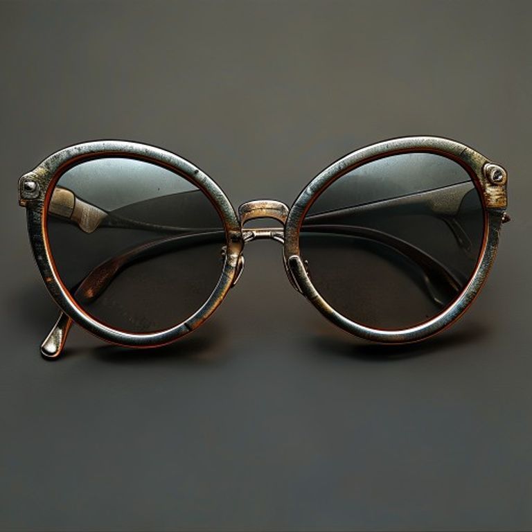 A classic pair of vintage Aviator sunglasses with gold frames and dark lenses right