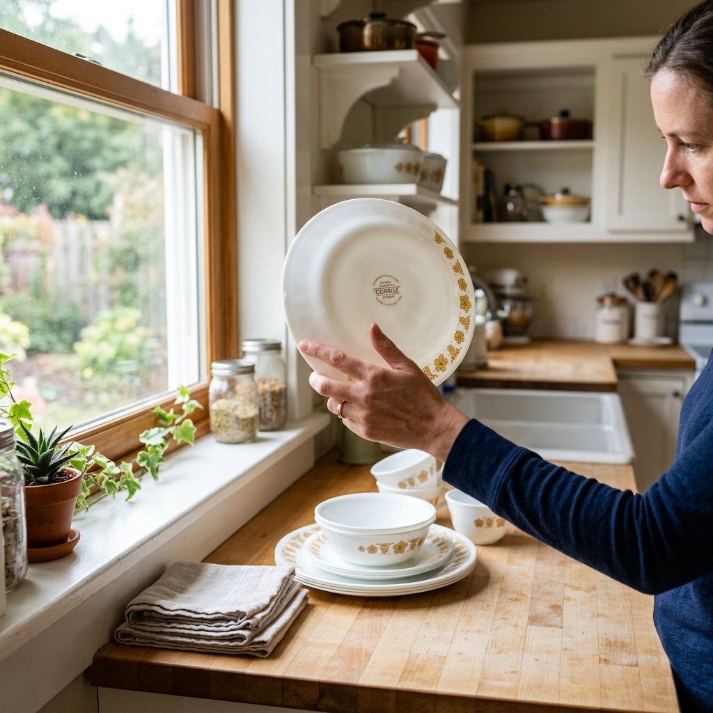 Cleaning and preparing vintage corelle dishes left